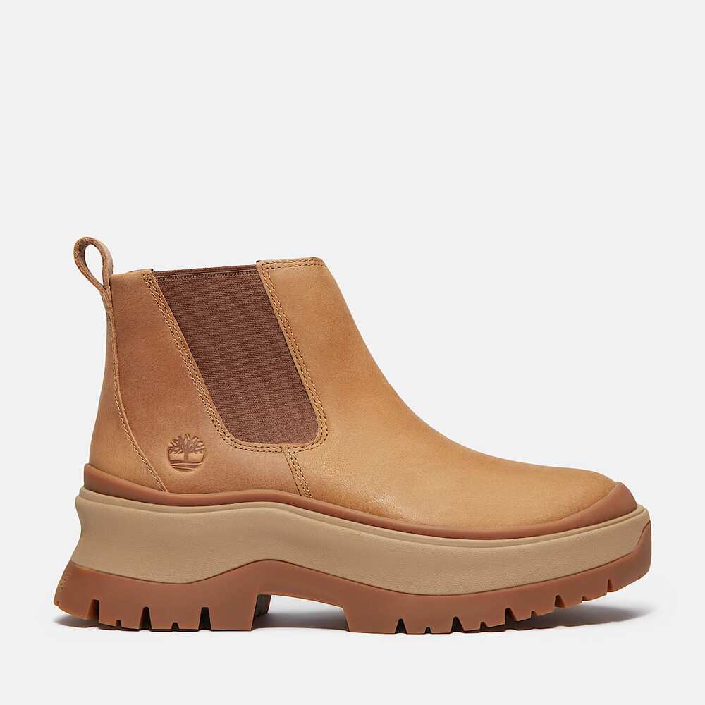 TIMBERLAND WOMEN'S 8.5 ROXIE LANE MID CHELSEA BOOT BROWN FULL GRAIN NIB - Picture 1 of 8